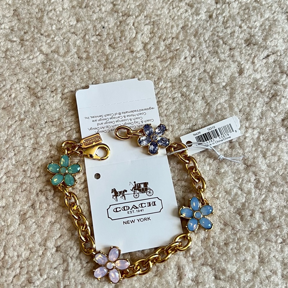 Coach Gold Bracelet with Multicolor Floral Charms